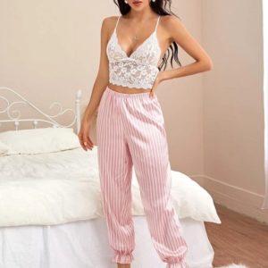 PIJAMA COM CALÇA EM SEDA LISTRADO