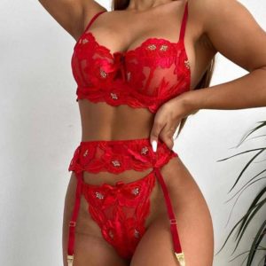 CONJUNTO FLORAL- VERMELHO