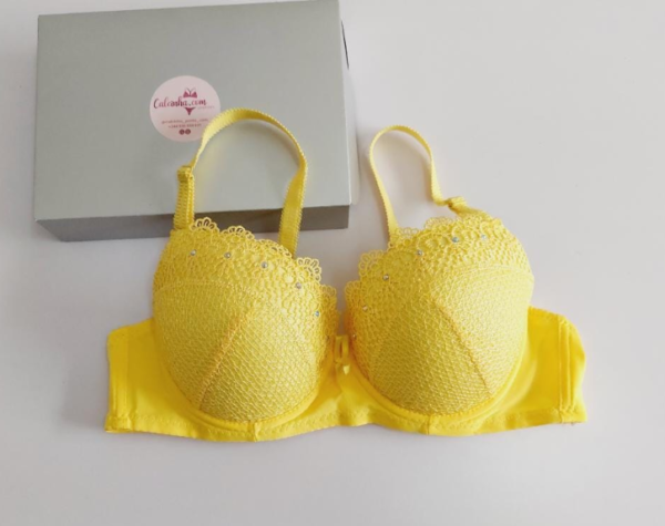 SUTIÃ RENDADO COM BOJO - AMARELO