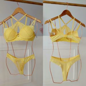 CONJUNTO ARIANA COM DETALHE EM RENDA – AMARELO