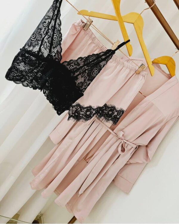 PIJAMA DE 3 PEÇAS EM CETIM - Image 3