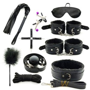 KIT BONDAGE PRETO COM 10 PEÇAS