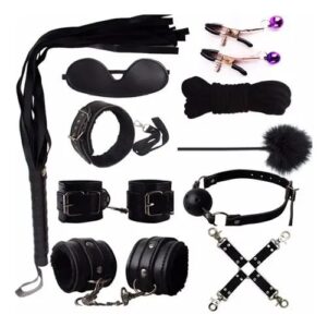 KIT BONDAGE PRETO COM 10 PEÇAS