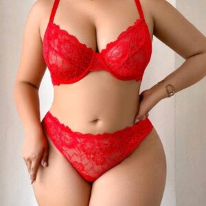 LINGERIE PLUS SIZE RENDADO COM ARO – VERMELHO