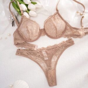 CONJUNTO SEM BOJO RENDADO – BEGE